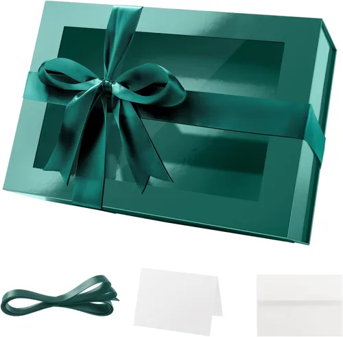 Miniatura 33 de PACKQUEEN 5 cajas de regalo negras grandes con ventanas, 13.5 x 9 x 4.1 pulgadas, cajas de regalo con ventanas transparentes para regalos que