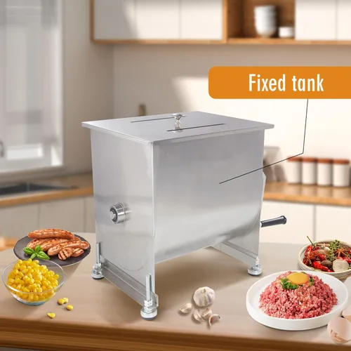Miniatura 7 de CMI Mezcladores de carne manuales de acero inoxidable comercial con tapa, tanque fijo de 16 libras/10 L, (mezcla máxima de 15 libras para carne)
