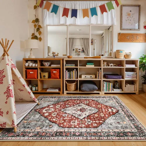 Miniatura 33 de Lahome Alfombra Bohemia Tribal Lavable de 3 x 5, Alfombras Antideslizantes para Entrada, Dormitorio, Sala de Estar, Vintage, Ultra Suave, No