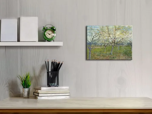 Miniatura 4 de Wieco Art Huerto con árboles de albaricoque en flor, impresión en lienzo, arte clásico de paisaje floral de Van Gogh, arte de pared moderno y famoso