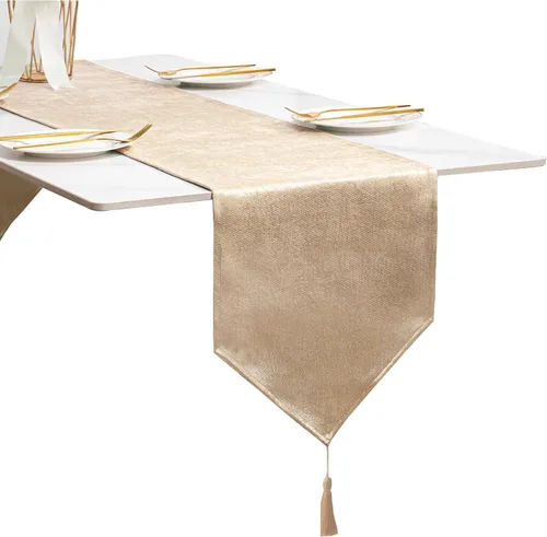 Miniatura 33 de BALCONY & FALCON Camino de mesa con borlas, lavable a máquina, caminos de mesa decorativos de lujo para el hogar para comedor, fiestas, banquetes