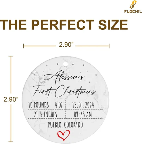 Miniatura 7 de FLOCHIL Adorno personalizado para la primera Navidad del bebé 2024 para niña, adorno personalizado de primera Navidad para bebés 2024 con nombre