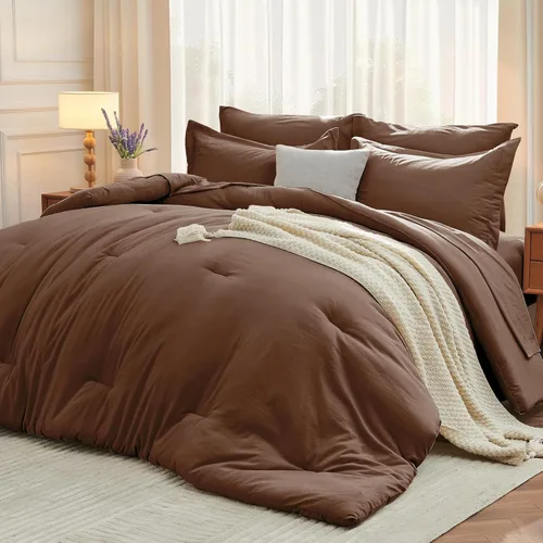 Miniatura 60 de MUXHOMO Juego de edredón de 5 piezas Twin XL, cama suave en una bolsa tamaño Twin XL, juego de ropa de cama para todas las estaciones con edredón