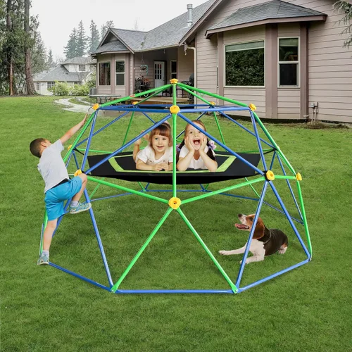 Miniatura 2 de Escalador de cúpula geométrica de 10 pies para niños de 3 a 12 años, resistente capacidad de 1000 libras, gimnasio de selva con hamaca y agarres