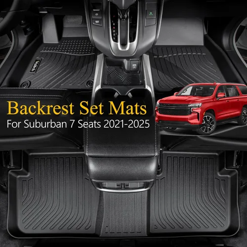 Miniatura 2 de Tapetes de piso para todo clima y forro de carga con respaldo para Chevrolet Suburban de 7 asientos 2021-2025 / GMC Yukon XL de 7 asientos