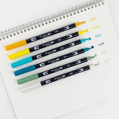 Miniatura 5 de Tombow 56238 Marcadores artísticos de doble pincel, limón Squeezy, paquete de 6. Marcadores mezclables, con pincel y punta fina