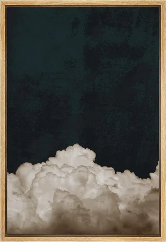 Miniatura 27 de SIGNWIN Lienzo enmarcado para pared, nubes blancas sobre el mar azul marino, pintura al óleo del océano costero, primer plano abstracto, moderno