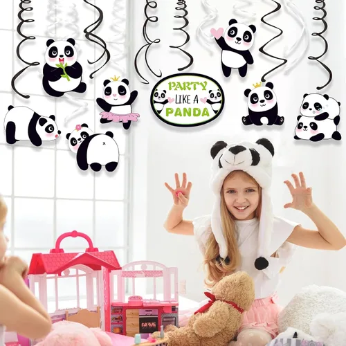 Miniatura 5 de 30 piezas de panda colgante en remolino, decoraciones de remolino colgante para el techo de pandas, decoraciones para niñas y niños, hogar, aula