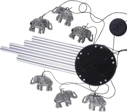 Miniatura 4 de Campanillas de viento de elefante al aire libre para decoración de interiores – Campana de viento romántica hecha a mano pura de 28 pulgadas