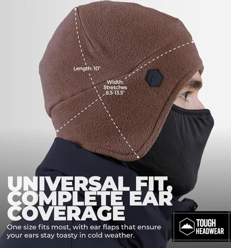 Miniatura 18 de Tough Headwear Skull Cap with Mask Men, Winter Running Gear, Motorcycle Winter Gear, Helmet Liners, Ski Hat, Thermal Beanie