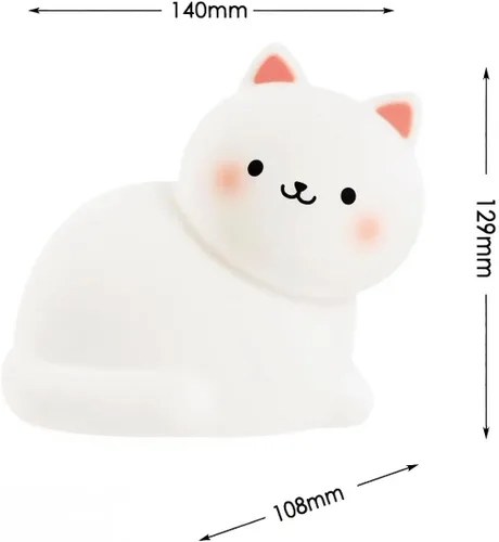Miniatura 6 de Luz nocturna de gato para niños, lámpara de 7 colores, toque regulable, recargable portátil y esponjoso, luz nocturna LED de silicona, regalo