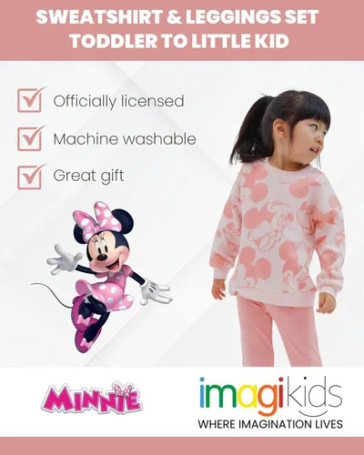 Miniatura 17 de Disney Minnie Mouse - Conjunto de sudadera de forro polar y leggings acampanados, tallas para bebés y niños grandes (18 meses - 10-12)