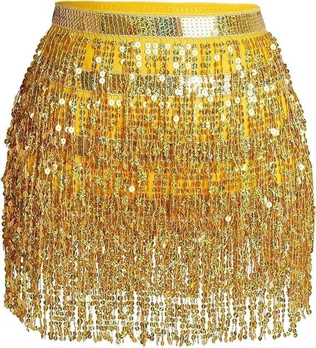 Miniatura 6 de Falda de lentejuelas Mardi Gras disfraz para mujeres y niñas, disfraz de vaquera espacial para rave, brillante danza del vientre