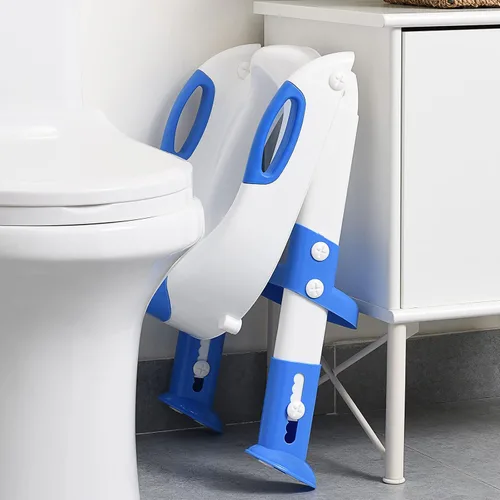Miniatura 4 de SKYROKU - Asiento de inodoro mejorado para niños y niñas, para entrenamiento de baño, almohadilla antideslizante para protección contra 8838-azul