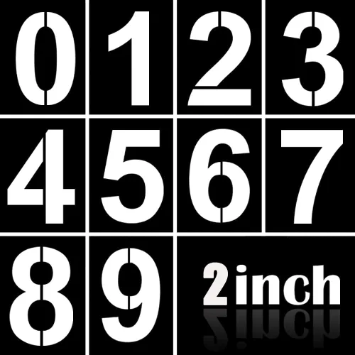 Miniatura 8 de Juego de plantillas de números grandes de 8 pulgadas, juego de plantillas de números de dirección de 0 a 9, plantillas de pintura de números de 7.9