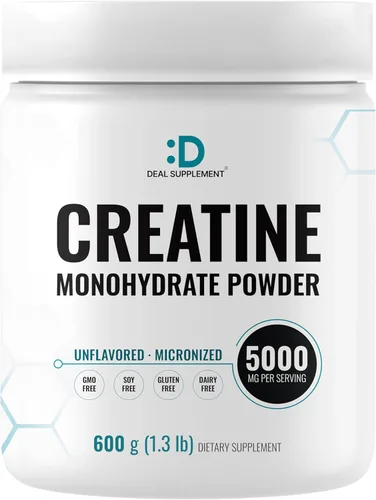 Polvo de Monohidrato de Creatina Instantánea, 5g Por Porción – 120 Porciones | Micronizado, Sin Sabor, Fórmula de Absorción Rápida | Apoya la