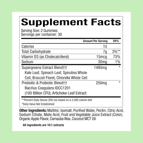 Miniatura 8 de Plant People WonderGreens Veggie Gummies Super Greens con probióticos Multivitamínico Apoyo Gomitas para el bienestar, la energía, la salud