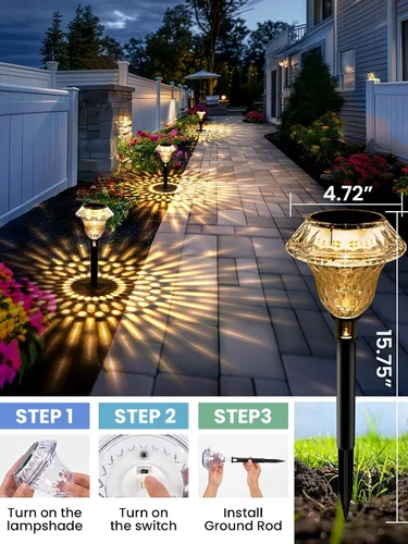 Miniatura 5 de SOLPEX - Luces solares para caminos de jardín, decoración de luces solares para jardín, iluminación impermeable de paisaje alimentada por energía