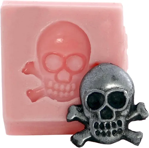Molde de silicona miniatura de calavera y huesos cruzados, molde seguro para alimentos, molde de joyería artesanal. tamaño perfecto para hacer joyas.