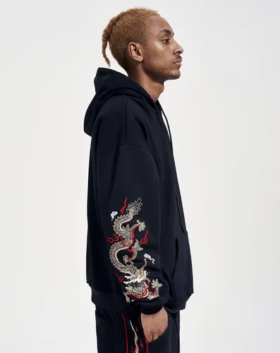Miniatura 4 de Niepce Inc Streetwear - Sudaderas con capucha bordadas con estampado de dragón para hombre