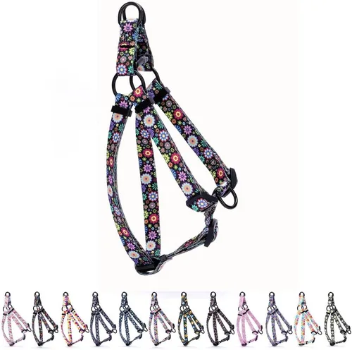 Miniatura 11 de Arnés para perro hembra, bonito patrón geométrico de triángulos geométricos, hebilla de liberación rápida, cuello halter ajustable para perros