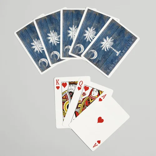 Miniatura 7 de Lantern Press Carolina del Sur, bandera rústica del estado (52 cartas de juego, baraja de cartas de tamaño póquer con comodines)