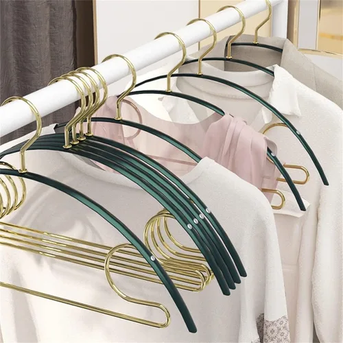Miniatura 3 de 5pcs Aluminum Alloy Wardrobe Space Saving Clothing Hanger Drying Sweater Shirt Storage Rack(Gray)