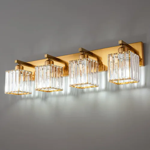 Miniatura 58 de Lámpara de tocador moderna de 2 luces de níquel cepillado, lámpara de tocador de cristal, luz de pared de baño, accesorios de iluminación de baño