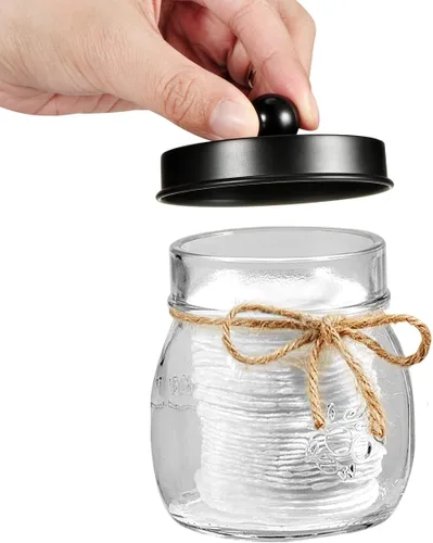 Miniatura 2 de Amolliar Mason Jar - Organizador de tocador de baño, decoración de granja, recipiente dispensador de vidrio, tarros Mason de 8 onzas y tapas
