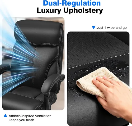 Miniatura 7 de AreShark Silla de oficina, ergonómica y cómoda silla de escritorio para computadora con respaldo alto y reposapiés, silla reclinable ejecutiva Negro