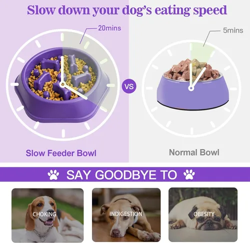 Miniatura 3 de UPSKY Cuenco Rompecabezas de Alimentación Lenta para Perros, Cuenco Interactivo Antideslizante Anti-Hinchazón para Lamer Golosinas para Perros