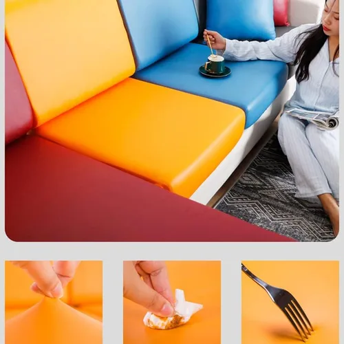 Miniatura 4 de Funda de piel sintética para sofá, funda elástica de cojín de 1/2/3/4 plazas, funda protectora impermeable de muebles para sofá, silla, asiento