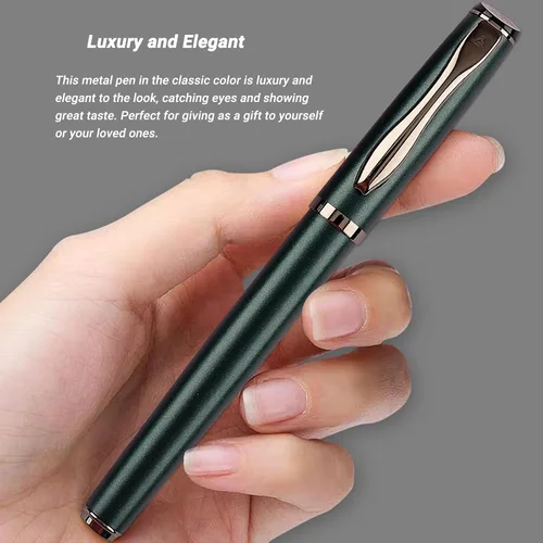 Miniatura 2 de Penagic Bolígrafo roller de lujo, tinta negra, punta fina, unisex, bolígrafo de escritura profesional, juego de 1 con 2 recambios