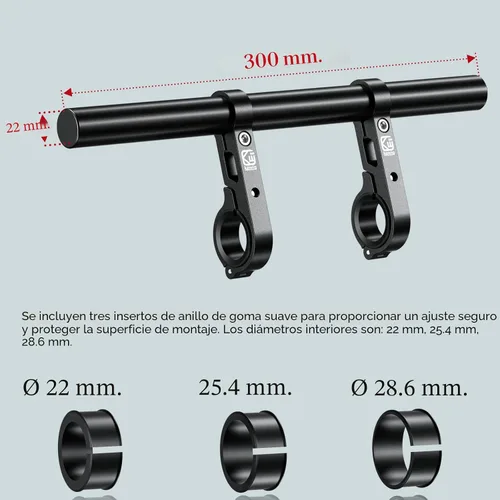 Miniatura 3 de BRCOVAN Extensor de Manillar de Aleación de Aluminio con Barra Transversal de 11.81 Pulgadas y Base de Montaje de Doble Abrazadera Compatible