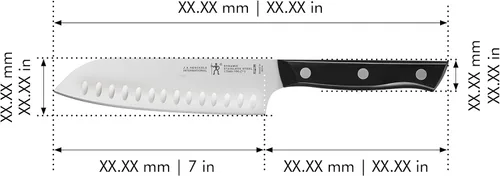 Miniatura 3 de HENCKELS Cuchillo Santoku de borde hueco dinámico afilado de 7 pulgadas, diseño alemán informado por más de 100 años de maestría, negro/acero