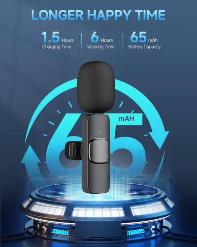 Miniatura 7 de Caiord 2 Pack de micrófonos inalámbricos profesionales Lavalier para iPhone iPad (iPhone 14 y versiones anteriores), micrófonos de solapa Plug-Play