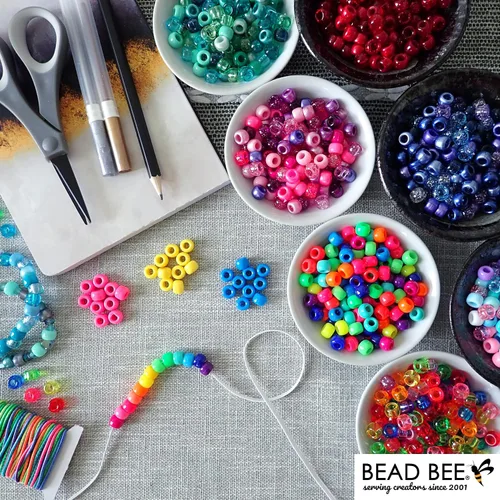 Miniatura 7 de Berry Medley Mix Pony Beads, fabricado en los Estados Unidos, 0.236 x 0.354 in, tonos rosas y morados de cuentas de plástico de color para pulseras