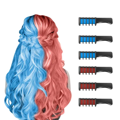 Miniatura 17 de MSDADA Nuevo peine de tiza para el cabello, tinte temporal para niñas y niños con cabello de color claro, tiza lavable para niñas de 4, 5, 6, 7, 8
