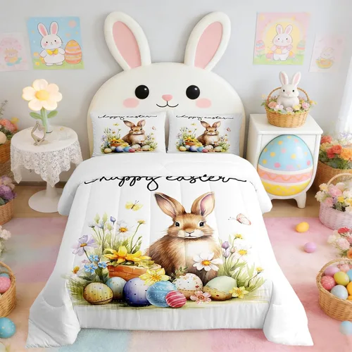 Miniatura 16 de Lindo juego de edredón de murciélago tamaño Queen con diseño de animales de Feliz Halloween, 3 piezas para decoración de habitación de niños