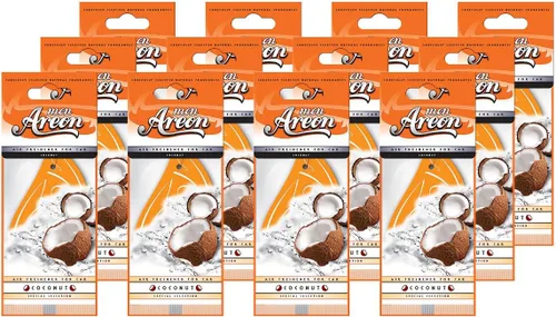 AREON Mon MA11 - Ambientador colgante para automóvil, aroma de coco, adornos colgantes de papel, aroma de larga duración para automóvil o hogar,