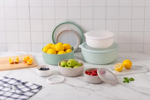 Miniatura 78 de COOK WITH COLOR Tazones de preparación con tapas - Juego de tazones pequeños de mezcla de plástico anchos y profundos anidables con tapas, juego