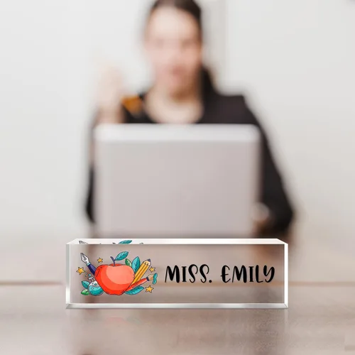 Miniatura 6 de Placa de nombre de escritorio personalizada, placa de identificación acrílica personalizada para decoración de escritorios, regalos de Al profesor