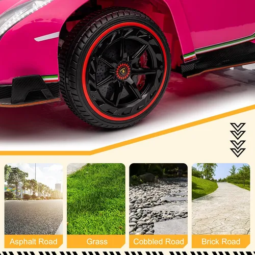 Miniatura 7 de Winado Auto eléctrico para niños de 12V, vehículo con licencia Lamborghini Veneno, juguete de auto con batería, control parental, puertas Rosa