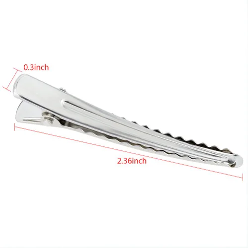 Miniatura 2 de Marrywindix pinzas tipo cocodrilo para el cabello, 2,36 pulgadas, metal plateado, para peluquería, accesorios para el cabello, "hágalo usted mismo