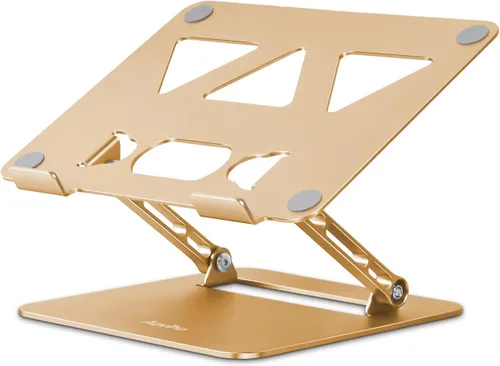 Miniatura 20 de Aoviho Soporte ajustable para laptop para escritorio, soporte portátil y elevador, soporte plegable de aluminio para computadora portátil para Negro