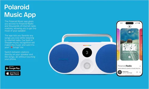 Miniatura 4 de Polaroid Reproductor de música P3 (rojo) - Altavoz Bluetooth inalámbrico Boombox retro-Futurista recargable con emparejamiento estéreo dual