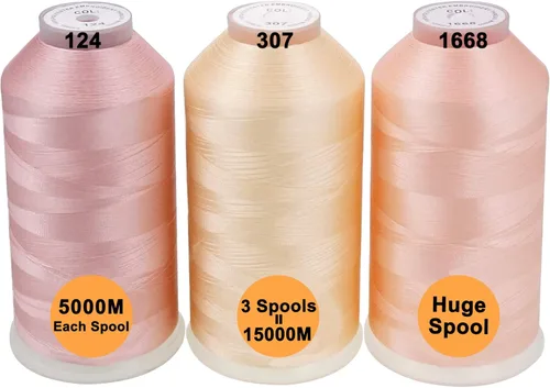 Miniatura 17 de New brothreads - 40 opciones - Varios paquetes de colores surtidos de hilo de poliéster para máquina de bordar, carrete grande de 5000 m para todas