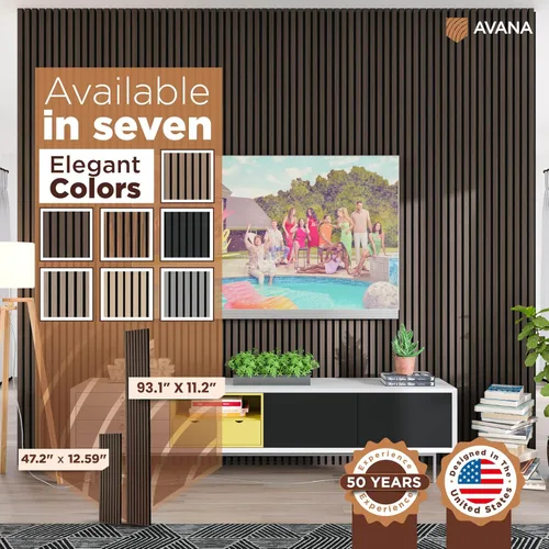 Miniatura 7 de Avana Paneles de pared de madera acústica – Paneles de 93.2 x 11.25 pulgadas – Se adapta a diseños de 94 x 12 pulgadas – Paneles acústicos de nogal