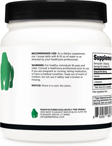 Miniatura 3 de Primal L-Glutamina en polvo (17.64 oz, 100 porciones) Aminoácido de glutamina puro sin sabor para apoyo y rendimiento deportivo y entrenamiento