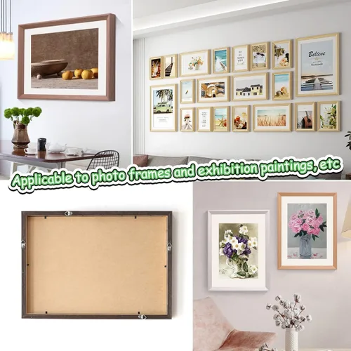 Miniatura 4 de 200 ganchos de fotos de anillos en D resistentes, anillos en D de doble agujero con tornillos a granel para colgar fotos, pinturas, obras de arte